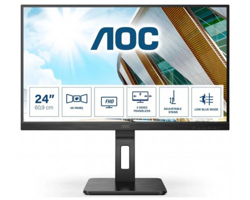 Монитор 23.8" AOC 24P2QM VA 1920x1080, 75 Гц, 4 мс, 16:9, 250 кд/м², 1xDVI-D, 1xDP, 1xHDMI, 1xVGA, черный