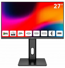 Монитор 27" Aiwa MF2711 IPS 1920x1080, 120 Гц, 4 мс, 16:9, 300 кд/м², VGA, HDMI 1.4, DP 1.2, 3.5 Jack, USB Hub (2x USB 3.0), динамики (2x3 Вт), FreeSync, G-Sync, черный