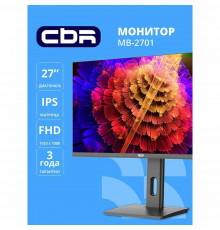 Монитор 27" CBR MB-2701 IPS 1920x1080, 100 Гц, 1 мс, 16:9, 300 кд/м², VGA, HDMI, DP, 3.5 Jack, динамики (2x3 Вт), HDR10, FreeSync, черный