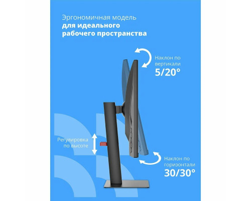 Монитор 27" CBR MG-2704 IPS 3840x2160, 160 Гц, 1 мс, 16:9, 350 кд/м², 2xHDMI, 2xDP, 3.5 Jack, динамики (2x5 Вт), HDR10, FreeSync, черный