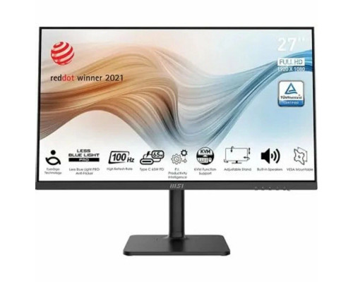 Монитор 27" MSI Modern MD272XP IPS 1920x1080, 100 Гц, 4 мс, 16:9, 300 кд/м2, 1xHDMI, 1xDP, 1xUSB-C, 1x3.5 мм, черный