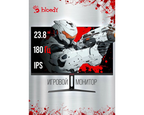 Монитор 23.8" BLOODY MN240F IPS 1920x1080, 180 Гц, 1 мс, 16:9, 280 кд/м², 2xHDMI, 1xDP, 1x3.5 мм, 2x2 Вт, черный