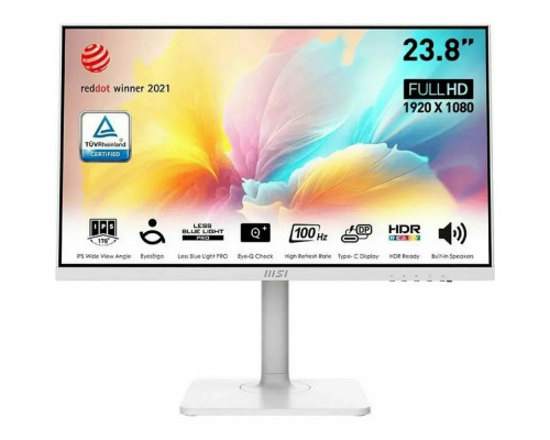 Монитор 23.8" MSI Modern MD2412PW IPS 1920x1080, 100 Гц, 4 мс, 16:9, 300 кд/м2, 1xHDMI, 1xUSB-C, 1x3.5 мм, белый