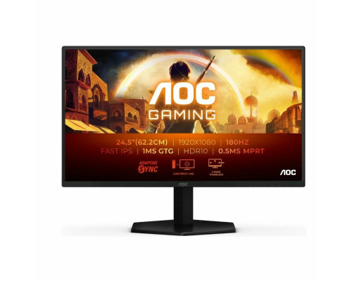 Монитор 24.5" AOC 25G42E IPS 1920x1080, 180 Гц, 1 мс, 16:9, 300 кд/м², HDMI 2.0, DP 1.4, 3.5 Jack, HDR10, Adaptive-Sync, VESA 100x100, черный