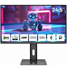 Монитор 24.5" Aiwa MD2510 IPS 1920x1080, 240 Гц, 1 мс, 16:9, 350 кд/м², 2xHDMI 2.0, 2xDP 1.2, 3.5 Jack, динамики (2x3 Вт), FreeSync, G-Sync, черный