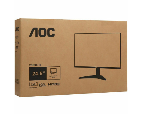 Монитор 25" AOC 25B36H3 IPS 1920x1080, 120 Гц, 1 мс (MPRT), 16:9, 300 кд/м², HDMI 1.4, VGA, Adaptive-Sync, Flicker Free, Low Blue Light, черный