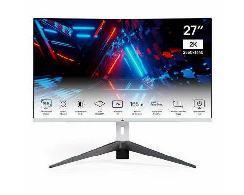 Монитор 27" ABR MC27GQC-i2 VA 2560x1440, 165 Гц, 1 мс, 16:9, 300 кд/м², 2xHDMI, 2xDP 1.4, HDR, изогнутый экран (1500R), VESA 100x100, белый