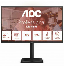 Монитор 27" AOC Q27E4U IPS 2560x1440, 120 Гц, 4 мс, 16:9, 350 кд/м², HDMI 2.0, DP 1.2, 3.5 Jack, USB Hub (4x USB 3.2 Gen 1), HDR10, Adaptive-Sync, черный