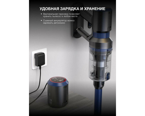 Вертикальный пылесос Hyundai HYV-S7970 серый/синий