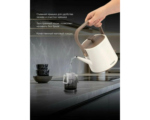 Чайник Hyundai HYK-S2043 кремовый/коричневый