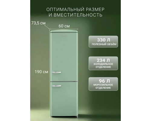 Холодильник TESLER RB-330 MINT GREEN