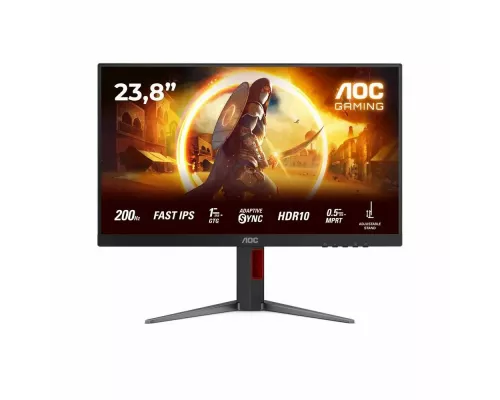 Монитор 23.8" AOC 24G4HA IPS 1920x1080, 200 Гц, 0.5 мс, 16:9, 300 кд/м², 2xHDMI 2.0, DP 1.4, 3.5 Jack, динамики (2x2 Вт), HDR10, G-Sync, черный