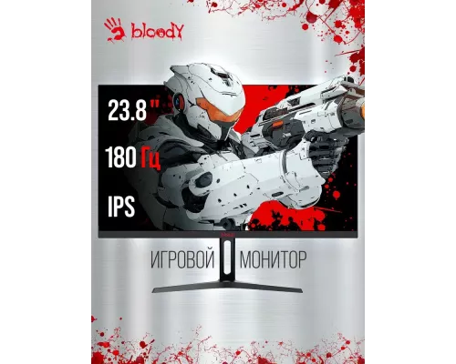 Монитор 23.8" BLOODY MN240F IPS 1920x1080, 180 Гц, 1 мс, 16:9, 280 кд/м², 2xHDMI, 1xDP, 1x3.5 мм, 2x2 Вт, черный