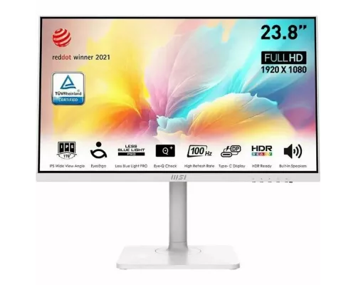 Монитор 23.8" MSI Modern MD2412PW IPS 1920x1080, 100 Гц, 4 мс, 16:9, 300 кд/м2, 1xHDMI, 1xUSB-C, 1x3.5 мм, белый