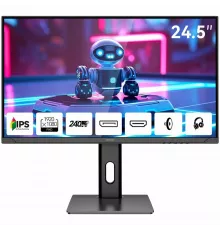 Монитор 24.5" Aiwa MD2510 IPS 1920x1080, 240 Гц, 1 мс, 16:9, 350 кд/м², 2xHDMI 2.0, 2xDP 1.2, 3.5 Jack, динамики (2x3 Вт), FreeSync, G-Sync, черный