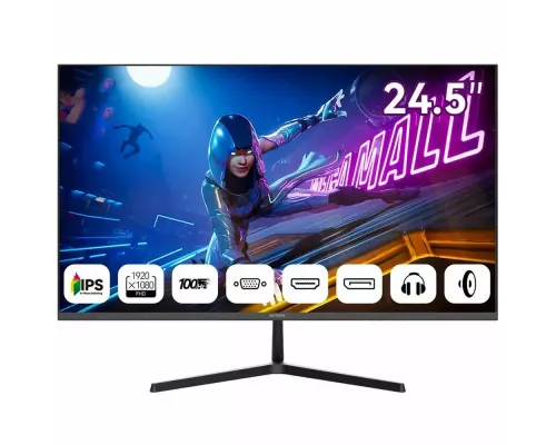 Монитор 24.5" Aiwa MD2512 IPS 1920x1080, 100 Гц, 4 мс, 16:9, 300 кд/м², VGA, HDMI 1.4, DP 1.2, 3.5 Jack, динамики (2x3 Вт), черный
