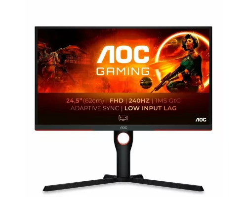 Монитор 24.5" AOC Gaming 25G3ZM VA 1920x1080, 240 Гц, 1 мс, 16:9, 300 кд/м2, 2xHDMI, 1xDP, черный/красный