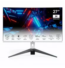 Монитор 27" ABR MC27GQC-i2 VA 2560x1440, 165 Гц, 1 мс, 16:9, 300 кд/м², 2xHDMI, 2xDP 1.4, HDR, изогнутый экран (1500R), VESA 100x100, белый