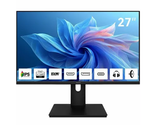 Монитор 27" Aiwa MQ271A IPS 2560x1440, 100 Гц, 4 мс, 16:9, 300 кд/м², HDMI 2.0, DP 1.2, USB-C (15 Вт), 3.5 Jack, динамики (2x3 Вт), FreeSync, G-Sync, черный