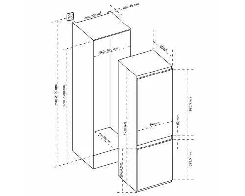 Встраиваемый холодильник Korting KSI 17780 CVNF белый