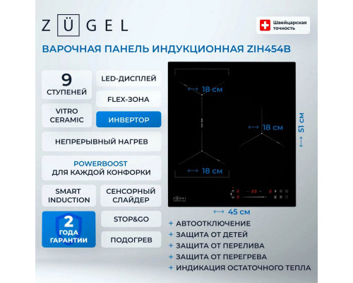 Варочная поверхность ZUGEL ZIH454B черная