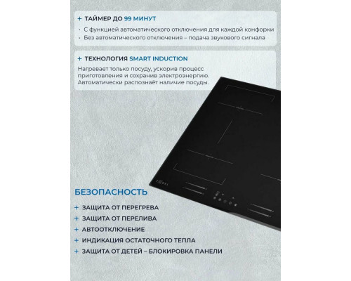 Варочная поверхность ZUGEL ZIH618B черная