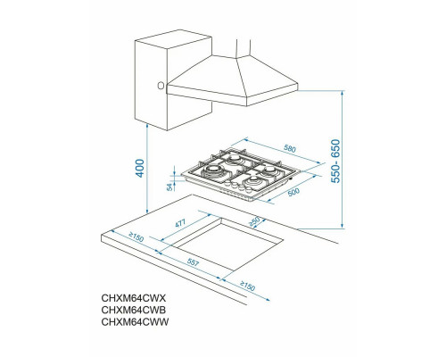 Варочная поверхность Candy CHXM64CWB
