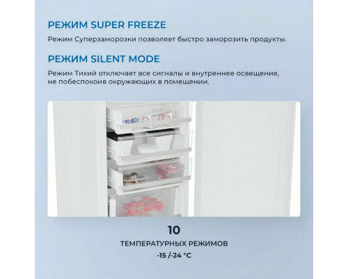 Встраиваемая морозильная камера ZUGEL ZFI870NF белый