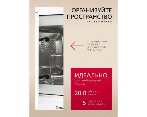 Встраиваемая микроволновая печь Hansa AMM20BEWH белая