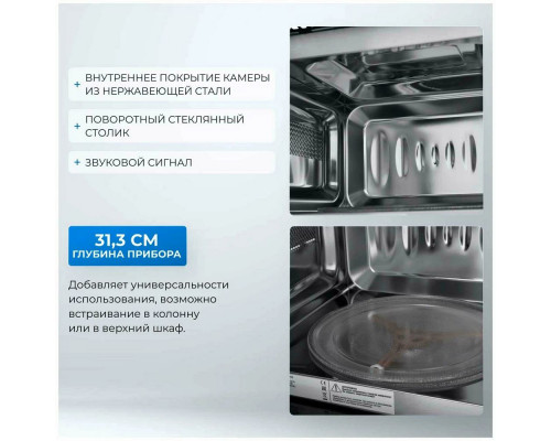 Встраиваемая микроволновая печь ZUGEL ZMO201B черная