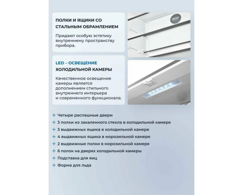 Холодильник ZUGEL ZRCD430X нержавеющая сталь