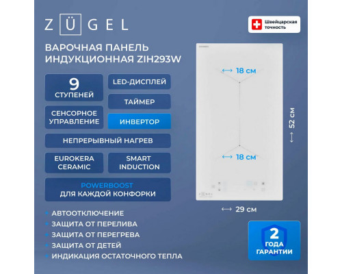 Варочная поверхность ZUGEL ZIH293W белая