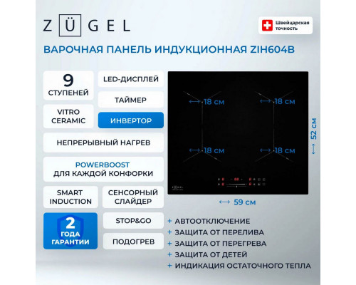 Варочная поверхность ZUGEL ZIH604B черная