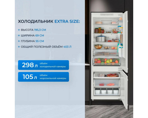 Встраиваемый холодильник ZUGEL ZRI2003FNF белый