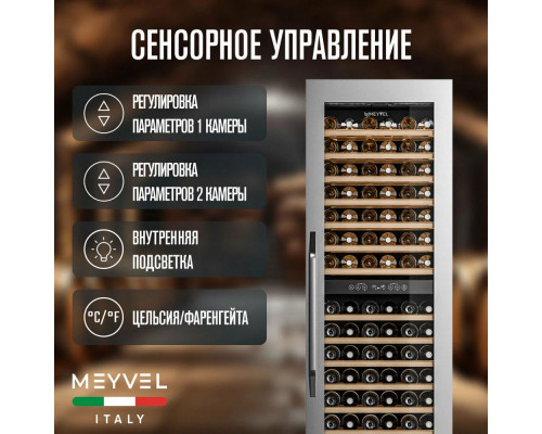Винный шкаф Meyvel MV83-KSB2 стальной