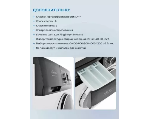 Стиральная машина ZÜGEL ZWS7120I Inverter Steam белая