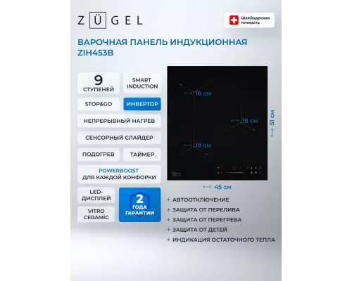 Варочная поверхность ZUGEL ZIH453B черная
