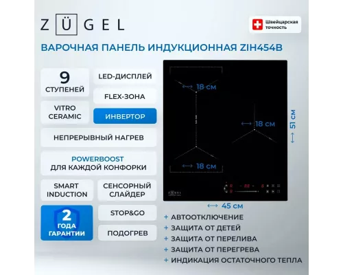 Варочная поверхность ZUGEL ZIH454B черная