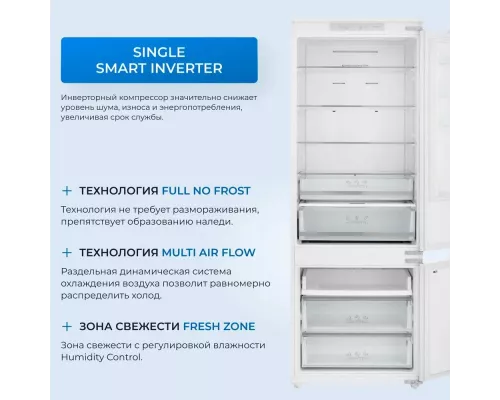 Встраиваемый холодильник ZUGEL ZRI2003FNF белый