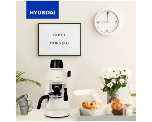 Кофеварка Hyundai HEM-1310 кремовый/серебристый