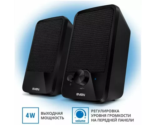 Акустическая система SVEN 312, черный {2.0, 100 – 20 000 Гц, 4Вт}