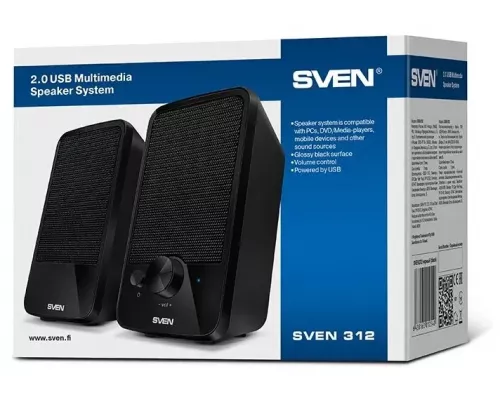 Акустическая система SVEN 312, черный {2.0, 100 – 20 000 Гц, 4Вт}