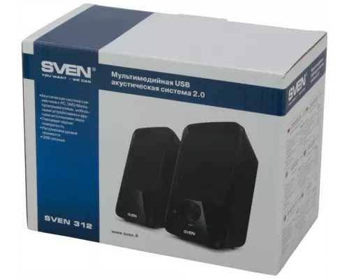 Акустическая система SVEN 312, черный {2.0, 100 – 20 000 Гц, 4Вт}