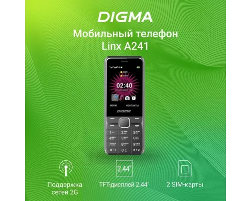 Мобильный телефон DIGMA A241 Linx 32Mb черный