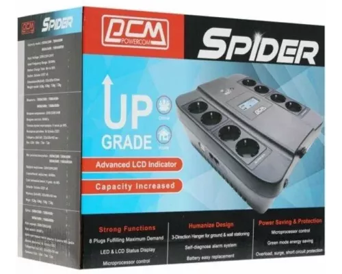 ИБП POWERCOM Spider SPD-1100U LCD 605Вт 1100ВА черный