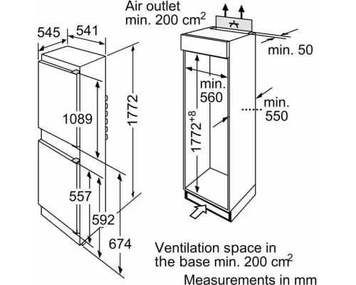 Встраиваемый холодильник SIEMENS KI38VX22GB