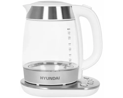 Чайник Hyundai HYK-G4033 белый/серебристый стекло