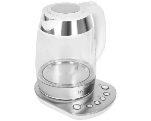 Чайник Hyundai HYK-G4033 белый/серебристый стекло