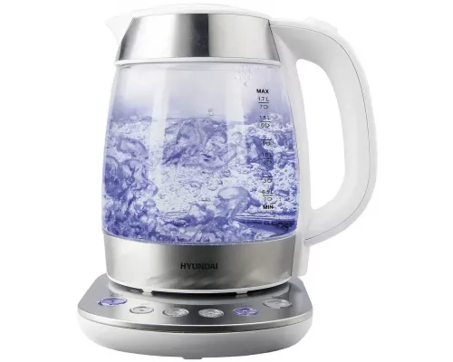 Чайник Hyundai HYK-G4033 белый/серебристый стекло