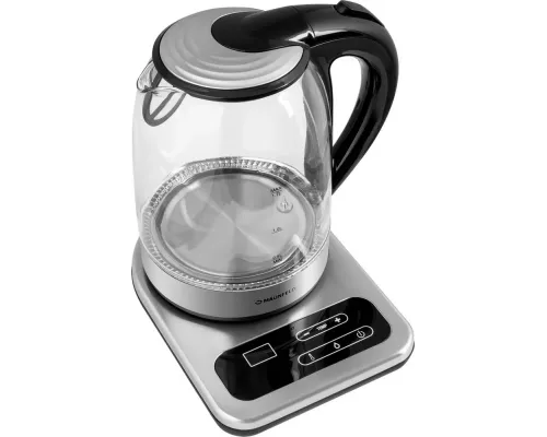 Чайник MAUNFELD MGK-614BK серебристый/черный стекло